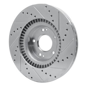 Hyundai Genesis Brake Rotor (1) - Front Left - R1 Concepts - Drilled & Slotted - Silver - `09-`11